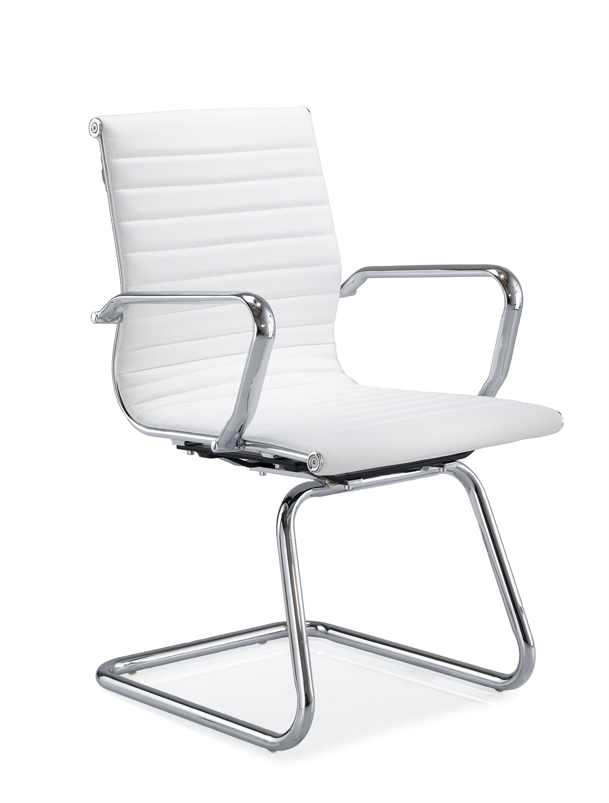 Aria 'A' Leather Medium Back Chrome Cantilever Armchair