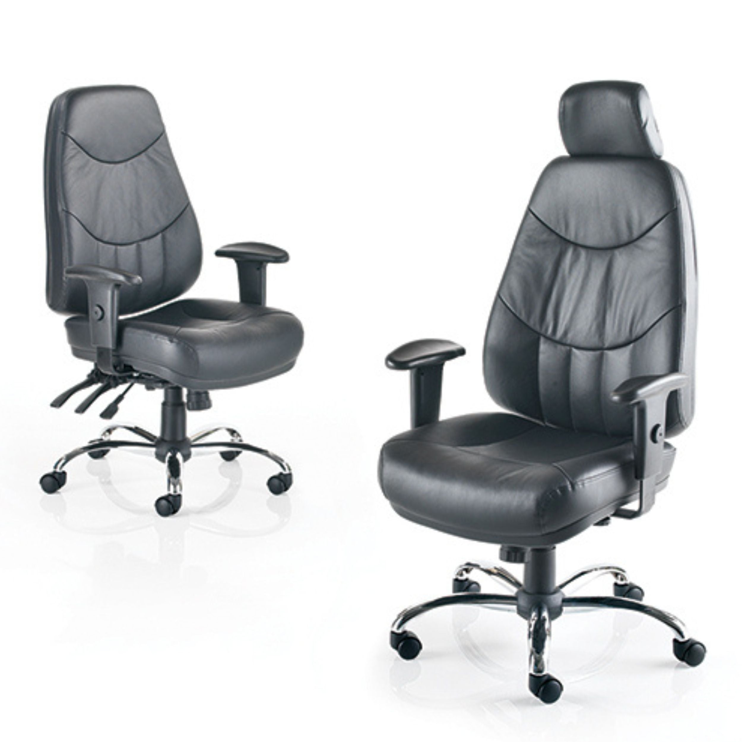 Mercury High Back 24 Hour Black Leather Armchair