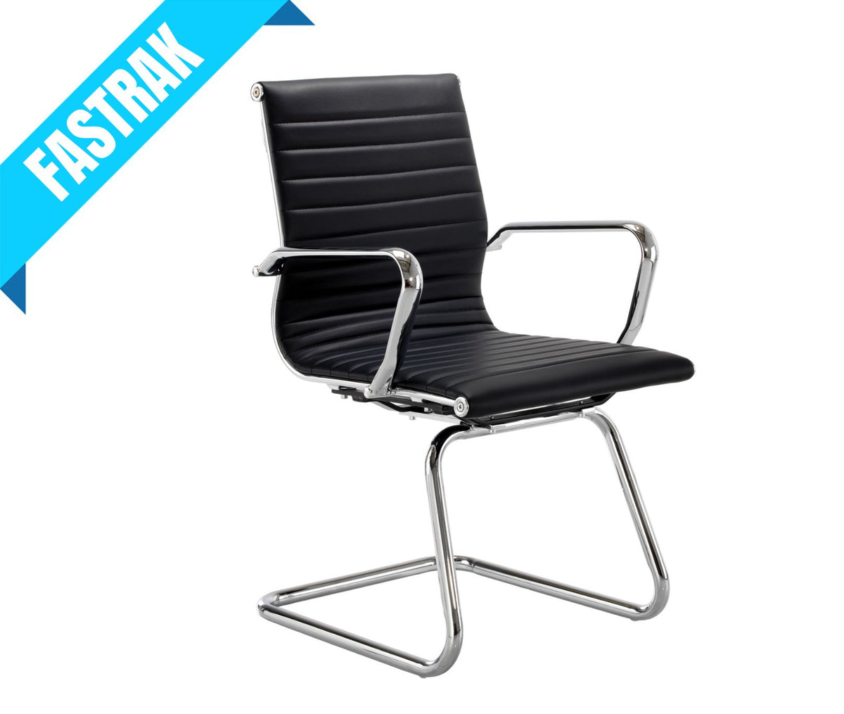 Aria 'A' Leather Medium Back Chrome Cantilever Armchair
