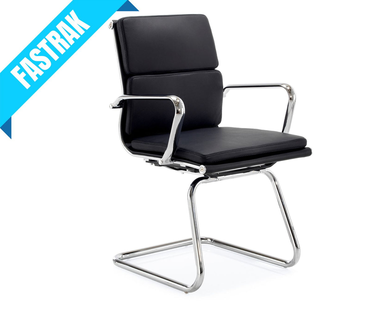 Aria 'C' Leather Medium Back Chrome Cantilever Armchair