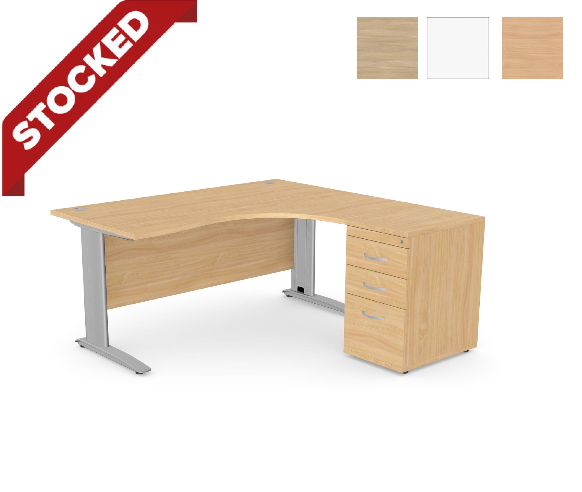 Komo Crescent Desk with Pedestal