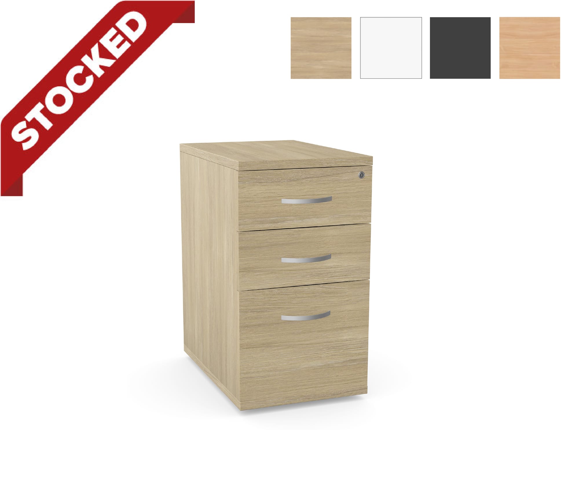 Kito 3 Drawer Desk High Pedestal