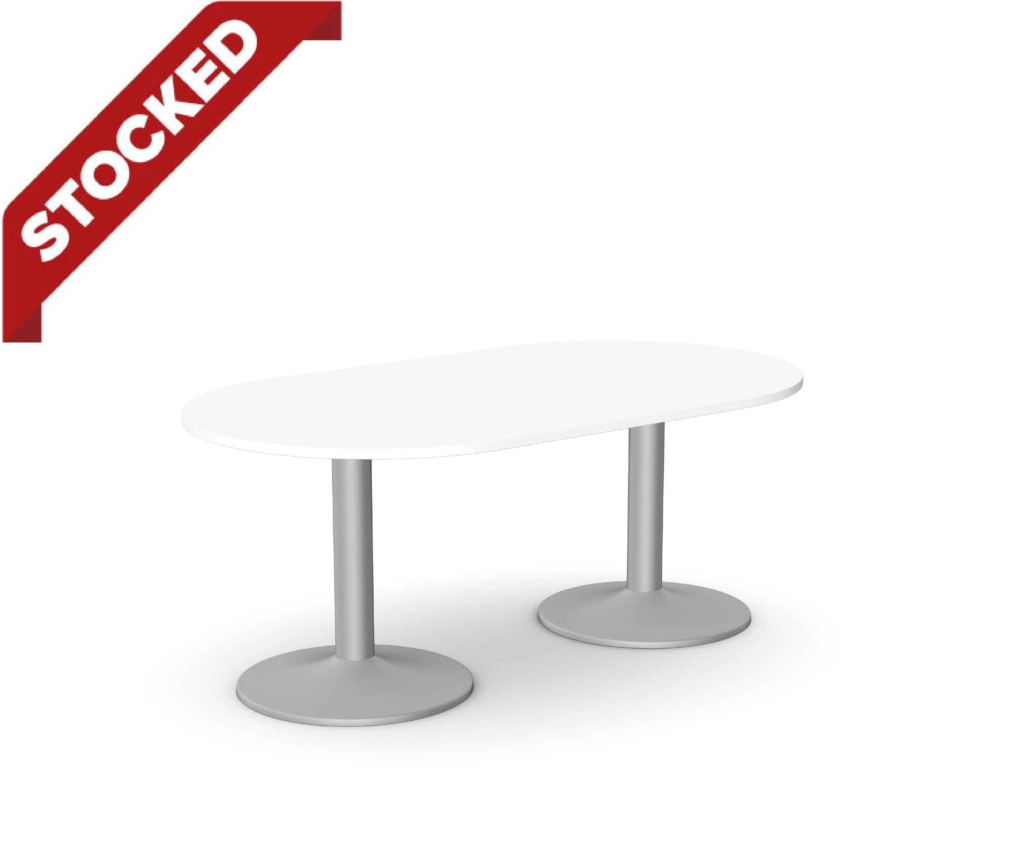 Kito Oval Meeting Table, Double Cylinder Leg Base - Size 1800mm x 1000mm