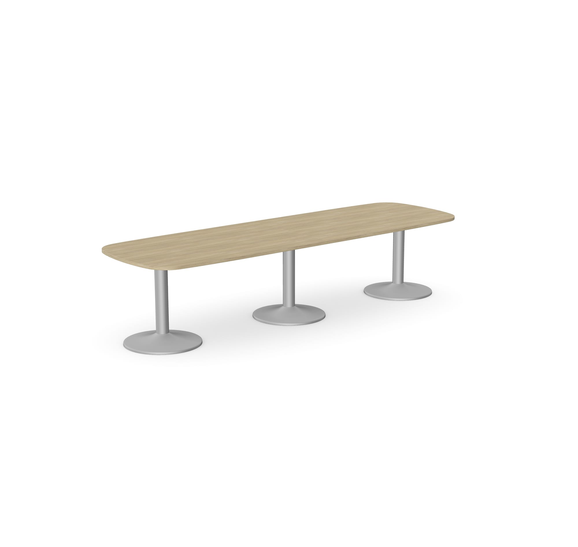 Kito Oval Meeting Table, Triple Cylinder Leg Base - Size 3200mm x 1000mm