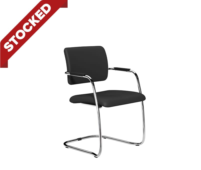OQ Series Mid Backrest Stacking Chair, Chrome Frame