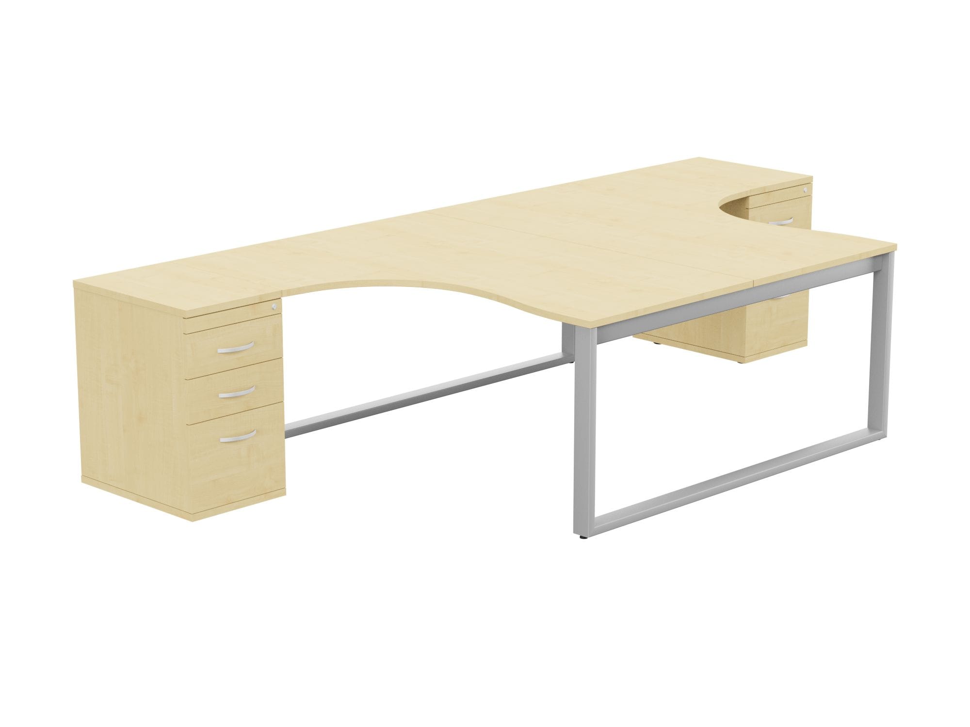 Switch 2 Person Crescent Desk & Desk High Pedestal, Closed Leg