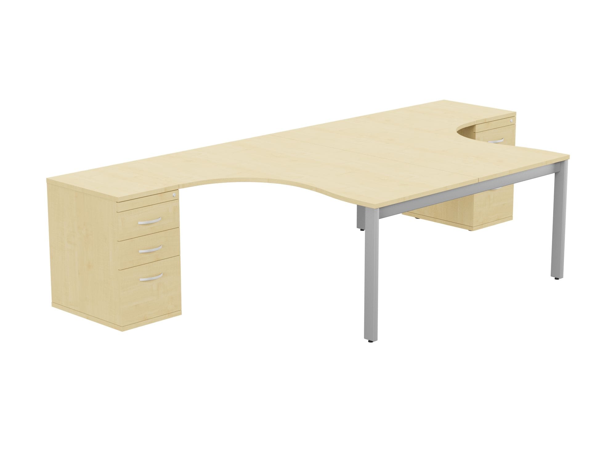 Switch 2 Person Crescent Desk & Desk High Pedestal, Open Leg