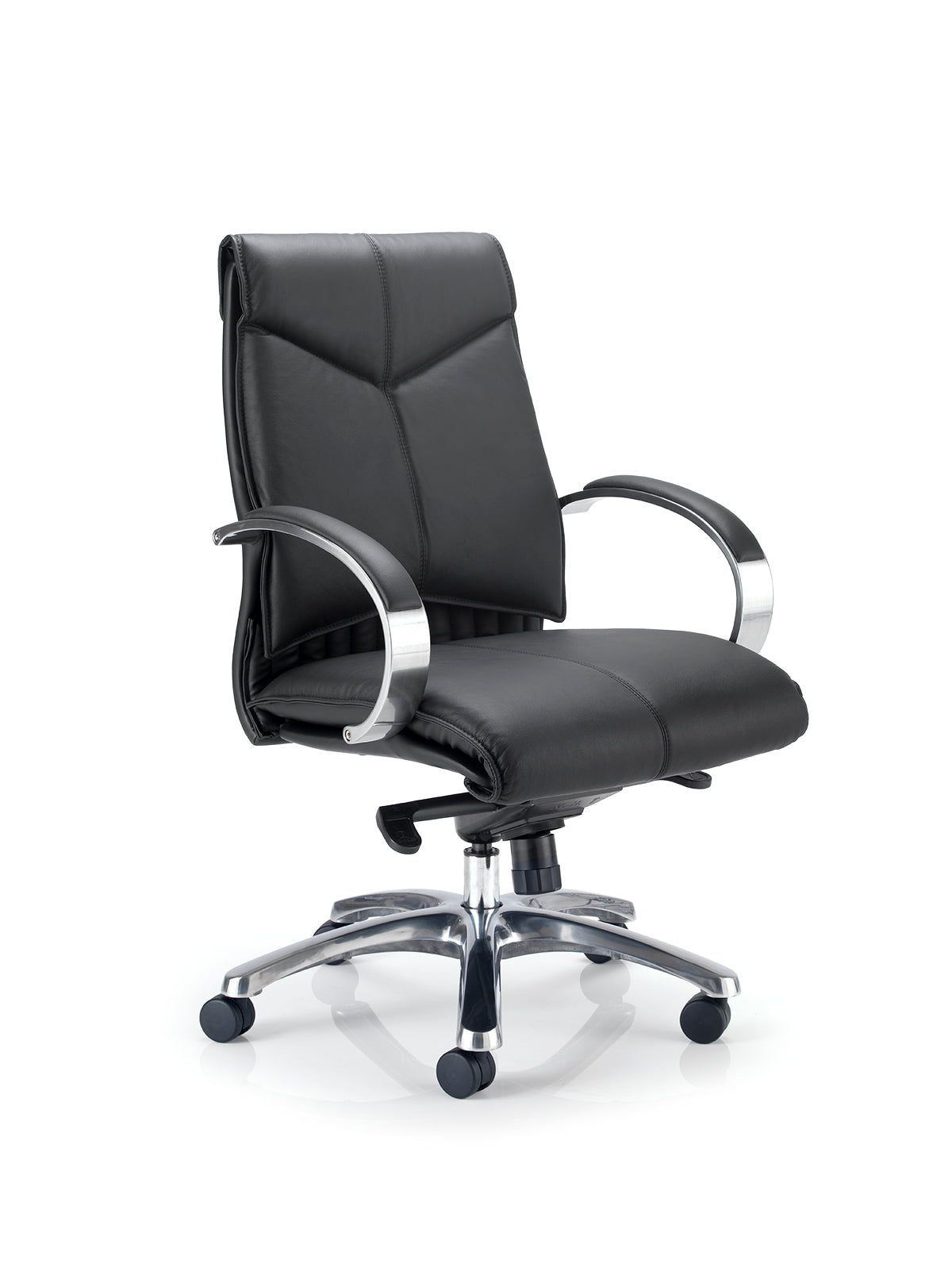 Valentino Executive Leather Armchair with Chrome Armrests & Base