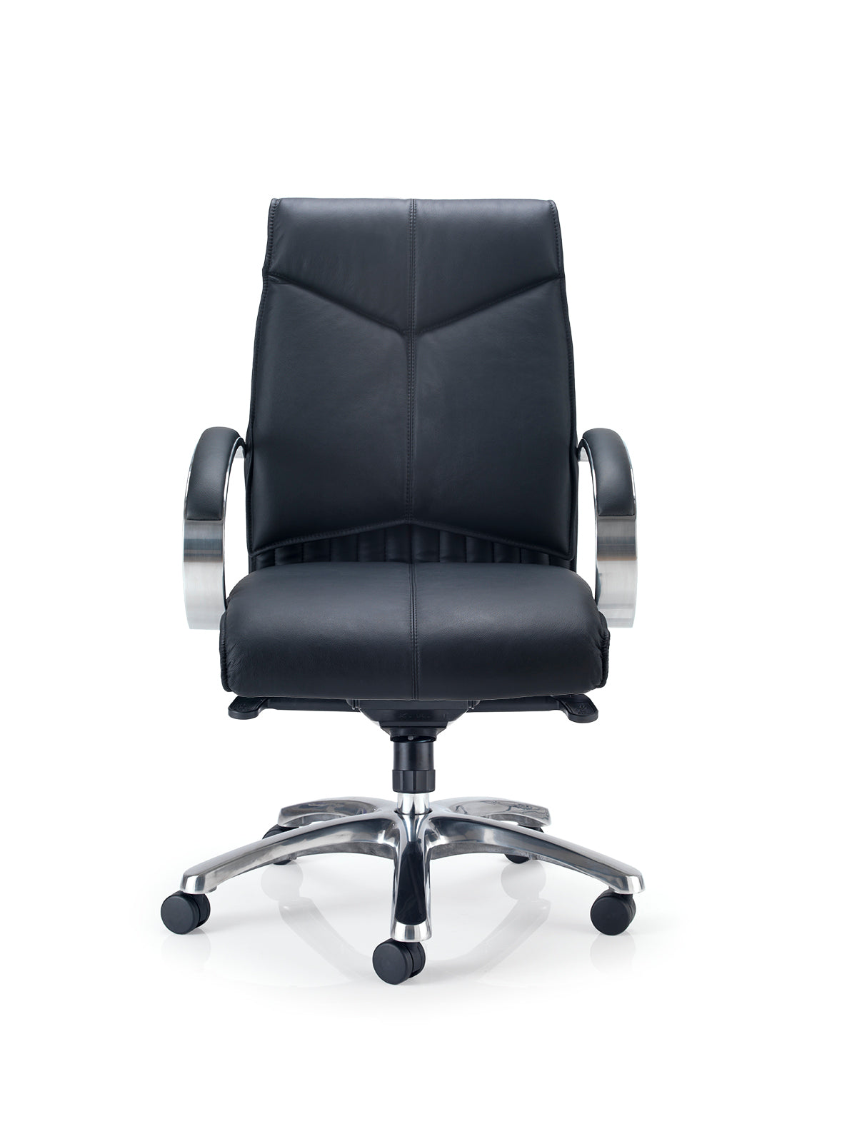 Valentino Executive Leather Armchair with Chrome Armrests & Base